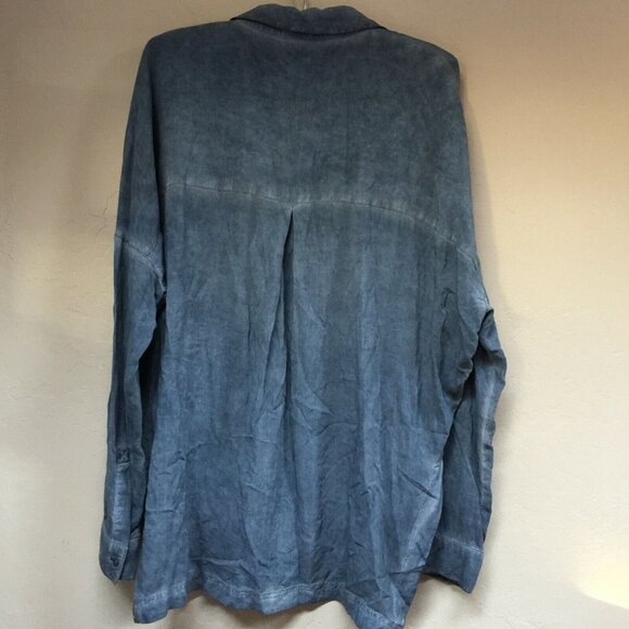 Anthropologie Silence + Noise Womens Asymmetric Hem Long Sleeve Top Small Blue - Picture 2 of 7
